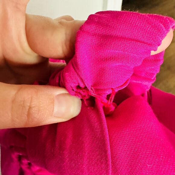 TOCCIN x RTR Women's Bright Pink Off the Shoulder Bow Sleeve Mini Dress Size 4 - Picture 15 of 15